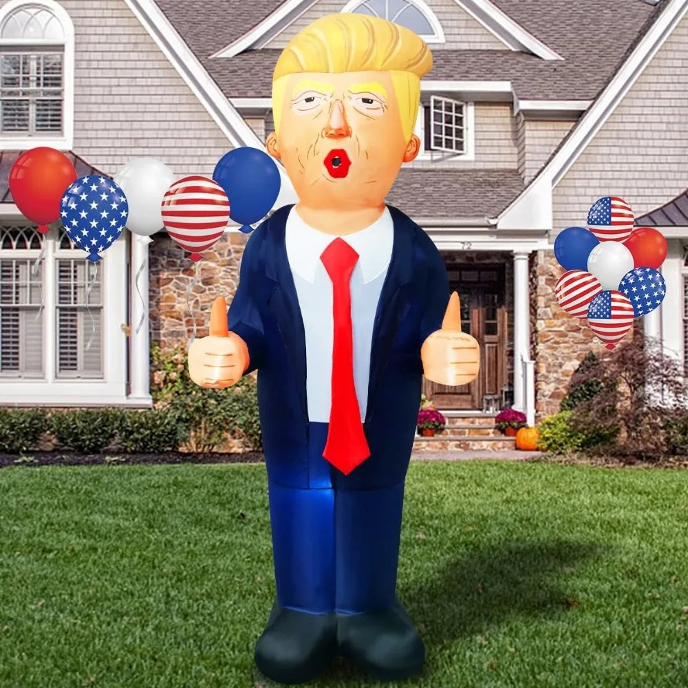 8-foot Inflatable Trump Outdoor Decoration, Inflatable Donald Thumbs Up, Paired with A Blue Suit and Red Tie