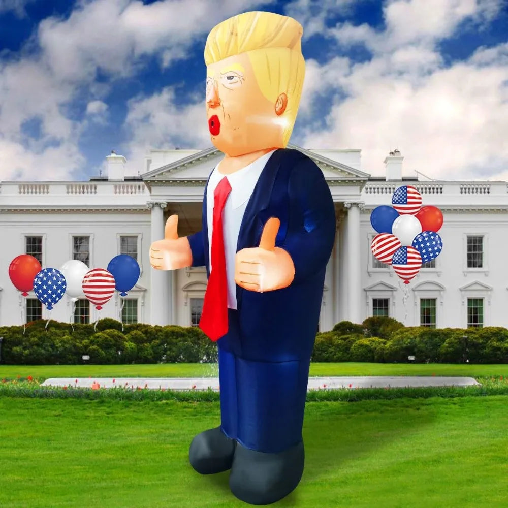 8-foot Inflatable Trump Outdoor Decoration, Inflatable Donald Thumbs Up, Paired with A Blue Suit and Red Tie