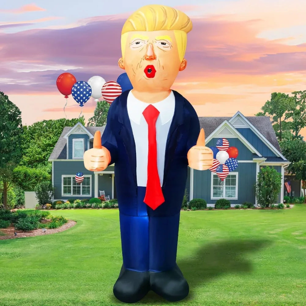 8-foot Inflatable Trump Outdoor Decoration, Inflatable Donald Thumbs Up, Paired with A Blue Suit and Red Tie