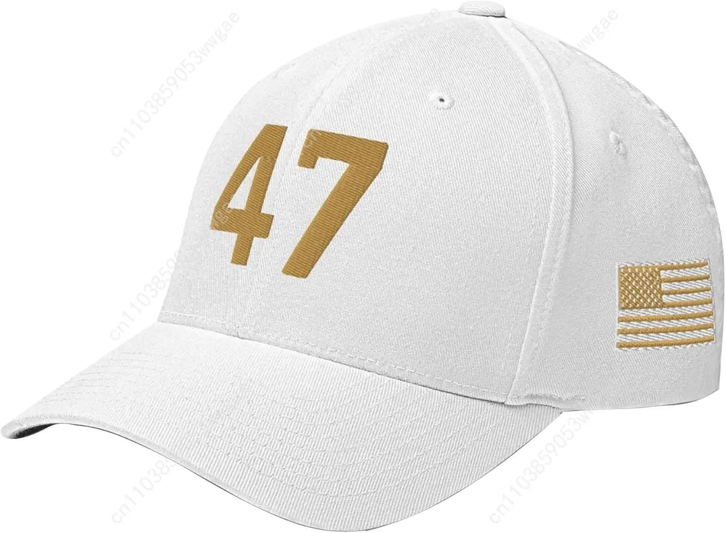 Charlie Kirk gold and white 47 hat